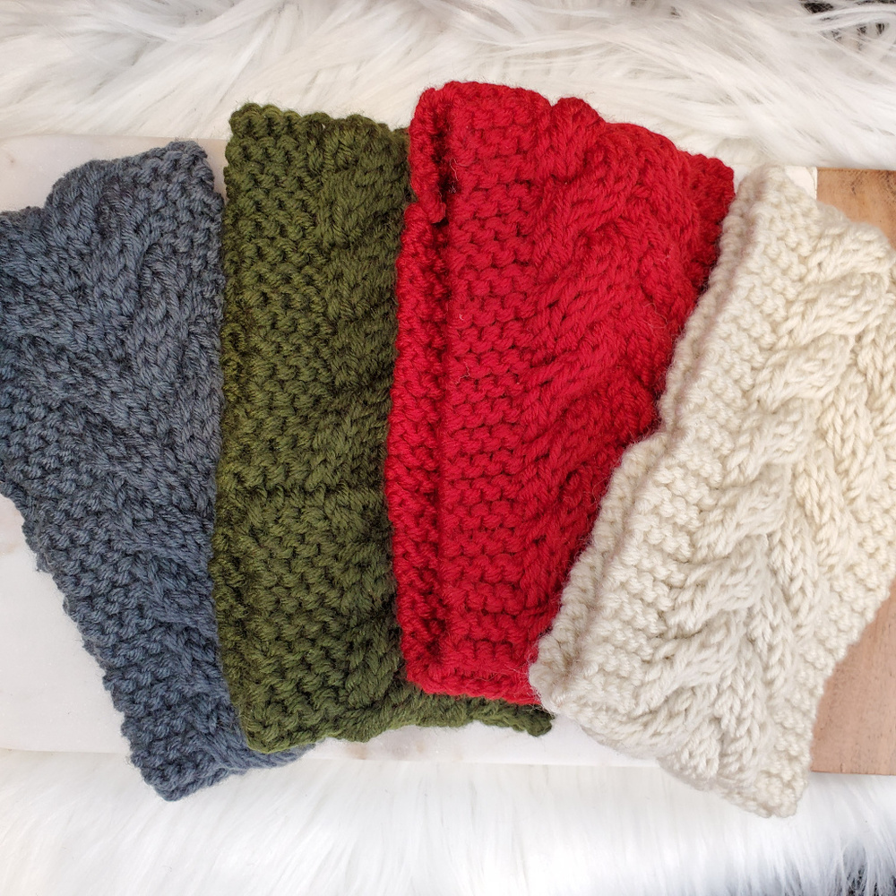 Ivory Cable Knit Headband Ear Warmer - Picture 2 of 2